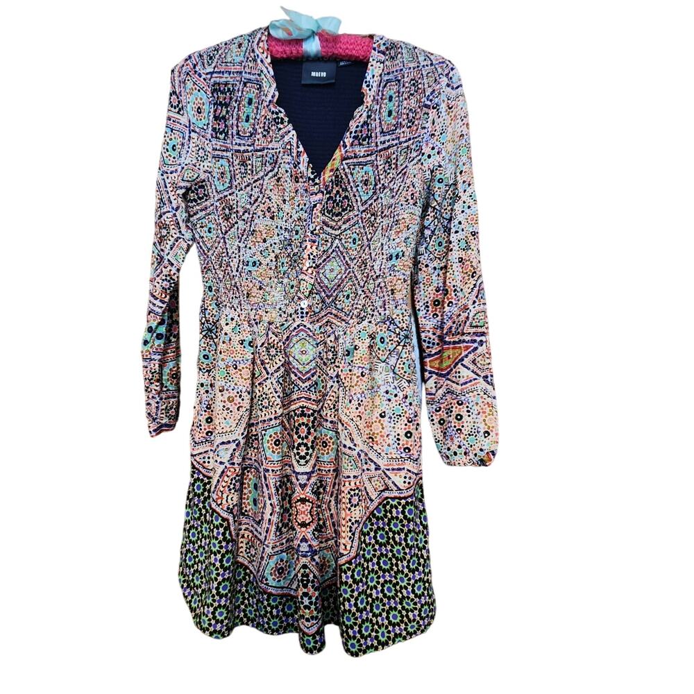 MAEVE by Anthropologie Baten Jewel Tone Smocked V-neck Lined Dress, sz XS